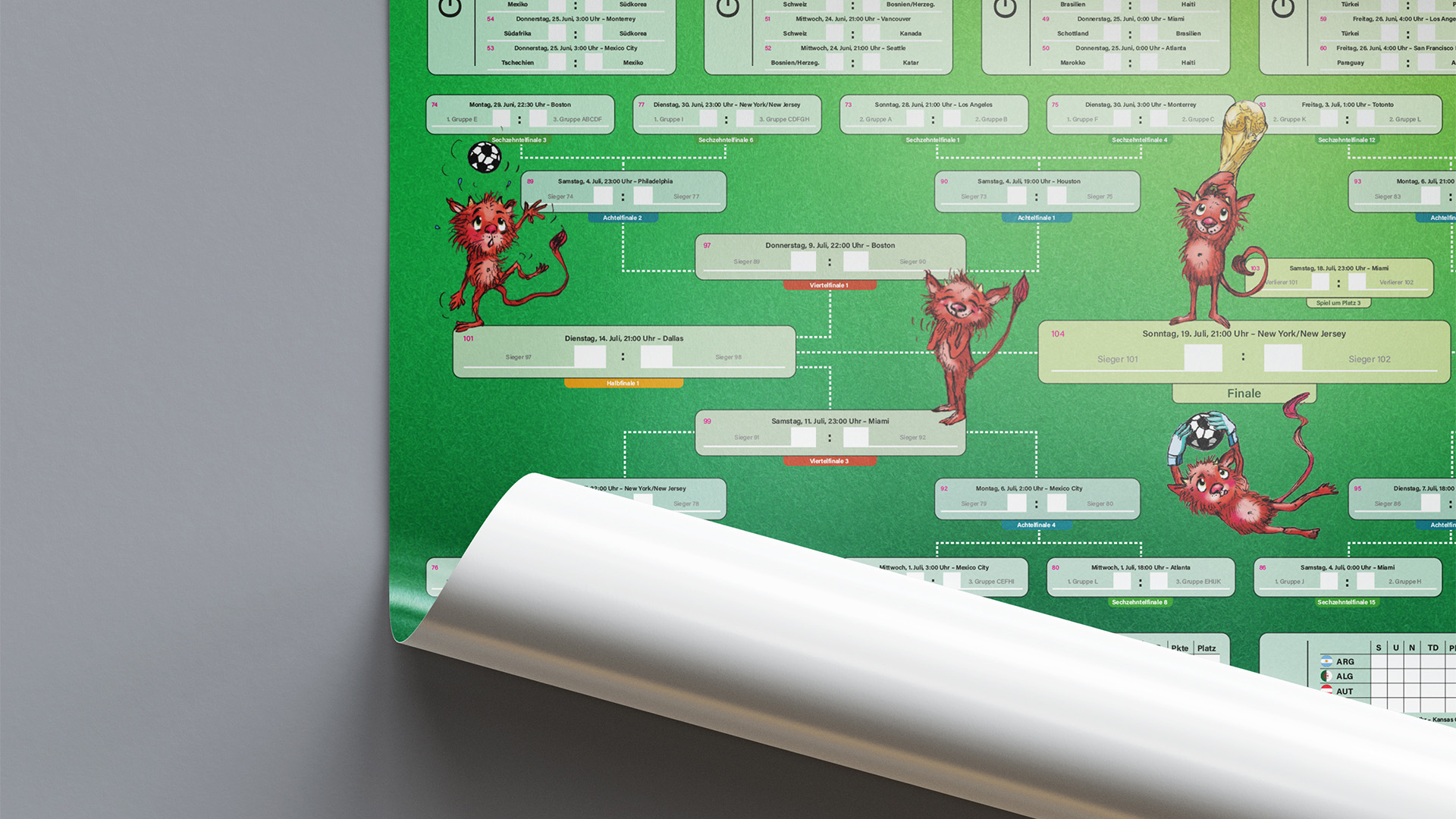 M&auml;nner WM-Spielplan 2026, A2-Poster im Querformat, 11,49 &euro;