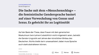 Gastkommentar in der Neuen Züricher Zeitung